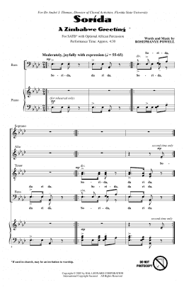 page one of Sorida (A Zimbabwe Greeting) (SATB Choir)