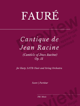 page one of Cantique de Jean Racine (Canticle of Jean Racine) for Harp, SATB Choir and String Orchestra