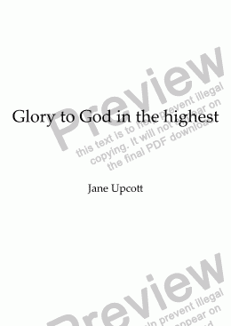 page one of Glory to God in the highest