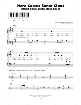 page one of Here Comes Santa Claus (Right Down Santa Claus Lane) (5-Finger Piano)