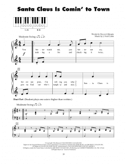 page one of Santa Claus Is Comin' To Town (5-Finger Piano)