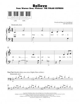 page one of Believe (from The Polar Express) (5-Finger Piano)