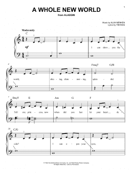 page one of A Whole New World (from Aladdin) (Easy Piano)