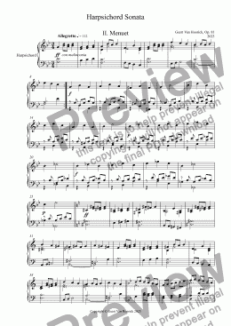 page one of Harpsichord Sonata, Op. 81 - II. Menuet