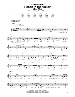 page one of There Will Be Peace In The Valley For Me (Easy Guitar)