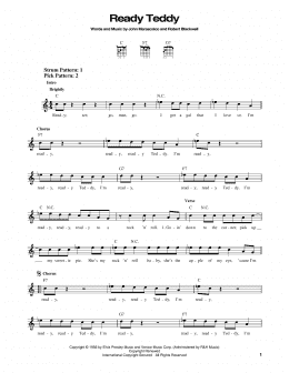 page one of Ready Teddy (Easy Guitar)