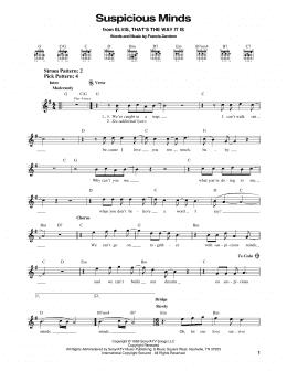 page one of Suspicious Minds (Easy Guitar)