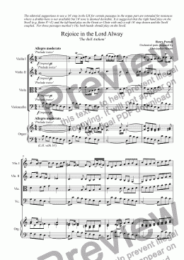 page one of Rejoice in the Lord Alway 'The Bell Anthem' (H Purcell) INSTRUMENTAL PARTS