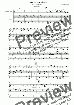 page one of 3 Halloween Pieces for Clarinet and Piano