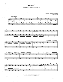 page one of Bourree (Piano Solo)