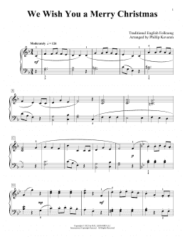 page one of We Wish You A Merry Christmas (arr. Phillip Keveren) (Piano Solo)