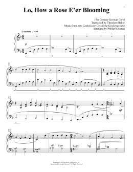 page one of Lo, How A Rose E'er Blooming (arr. Phillip Keveren) (Piano Solo)