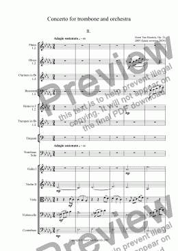 page one of Concerto for trombone and orchestra, Op. 21 - II. Adagio sostenuto