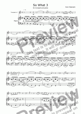 page one of "So what 3" for Trumpet and Piano