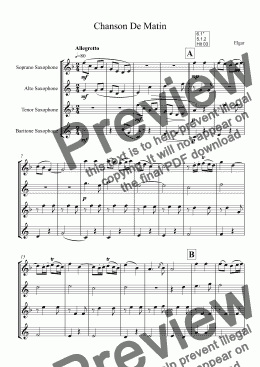 page one of Chanson De Matin (Saxophone quartet)
