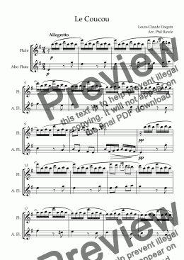 page one of Le Coucou - Flute and Alto Flute duet