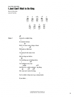 page one of I Just Can't Wait To Be King (from The Lion King) (Ukulele Chords/Lyrics)