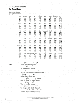 page one of Be Our Guest (from Beauty And The Beast) (Ukulele Chords/Lyrics)