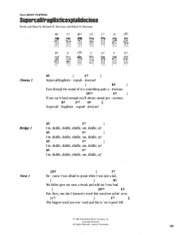 page one of Supercalifragilisticexpialidocious (from Mary Poppins) (Ukulele Chords/Lyrics)