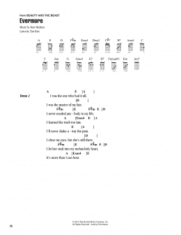 page one of Evermore (from Beauty And The Beast) (Ukulele Chords/Lyrics)