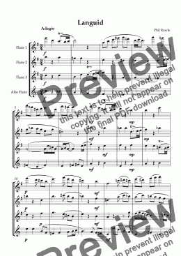page one of Languid - Flute Quartet
