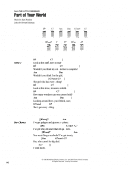 page one of Part Of Your World (from The Little Mermaid) (Ukulele Chords/Lyrics)