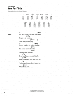 page one of How Far I'll Go (from Moana) (Ukulele Chords/Lyrics)