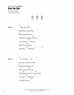 page one of Kiss The Girl (from The Little Mermaid) (Ukulele Chords/Lyrics)