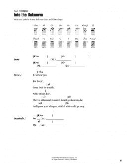 page one of Into The Unknown (from Disney's Frozen 2) (Ukulele Chords/Lyrics)
