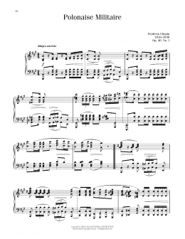 page one of Polonaise In A Major, Op. 40, No. 1 (Piano Solo)