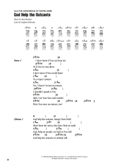 page one of God Help The Outcasts (from The Hunchback Of Notre Dame) (Ukulele Chords/Lyrics)
