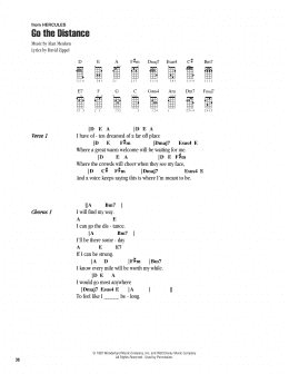 page one of Go The Distance (from Hercules) (Ukulele Chords/Lyrics)