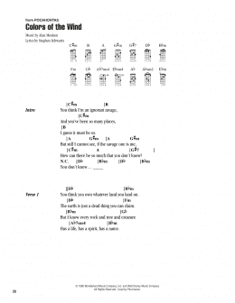 page one of Colors Of The Wind (from Pocahontas) (Ukulele Chords/Lyrics)