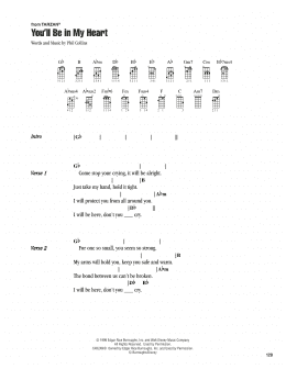 page one of You'll Be In My Heart (from Tarzan) (Ukulele Chords/Lyrics)