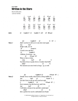 page one of Written In The Stars (from Aida) (Ukulele Chords/Lyrics)