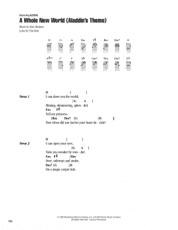 page one of A Whole New World (from Aladdin) (Ukulele Chords/Lyrics)