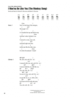 page one of I Wan'na Be Like You (The Monkey Song) (from The Jungle Book) (Ukulele Chords/Lyrics)