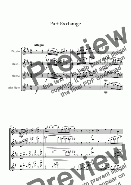 page one of Part Exchange - Flute Quartet