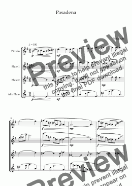 page one of Pasadena - Flute Quartet