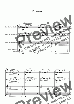 page one of Prowess - Clarinet Quartet