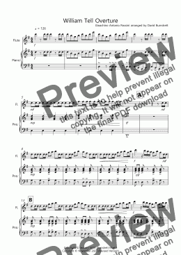 page one of William Tell Overture for Flute and Piano