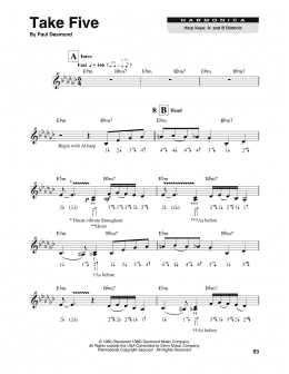 page one of Take Five (Harmonica)