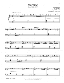 page one of Morning (Piano Solo)