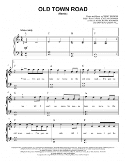 page one of Old Town Road (Remix) (Easy Piano)