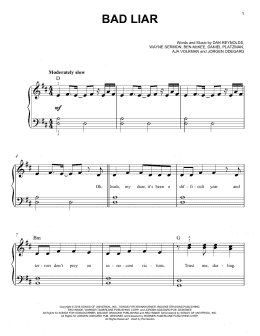 page one of Bad Liar (Easy Piano)