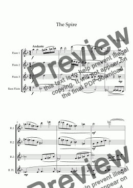 page one of The Spire - Flute Quartet