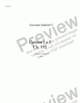 page one of Gabrieli: Canzon I a 5