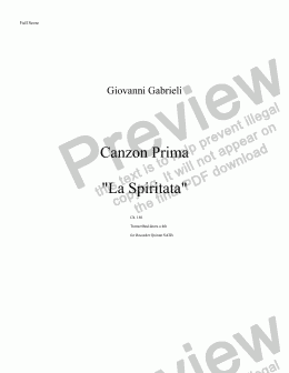 page one of Gabrieli: Canzon Prima "La Spiritata"