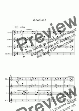 page one of Woodland - Flute Quartet
