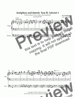 page one of Antiphon and Introit: Year B, Advent 1 - “Behold your King” - Zechariah 9:9b; Psalm 25 (vulgate 24): 1-3  (Noël for SA, organ, and congregation)